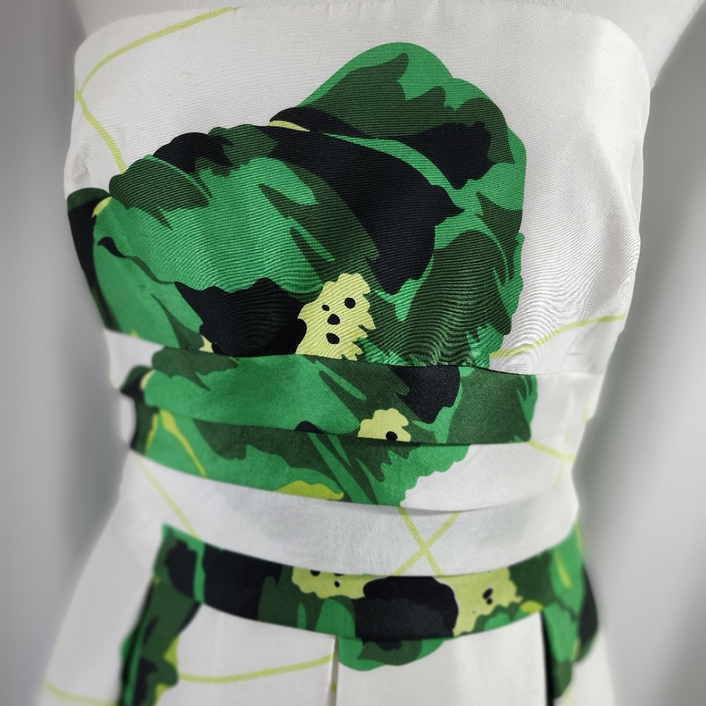 Kay Unger Green and White Strapless Dress - Picture 9 of 15